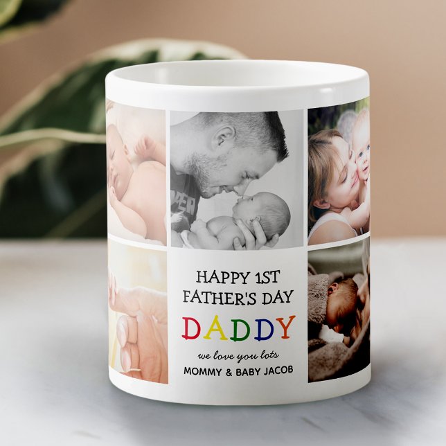 Mug Mignonne papa de première Fête des pères | Collage (Créateur téléchargé)