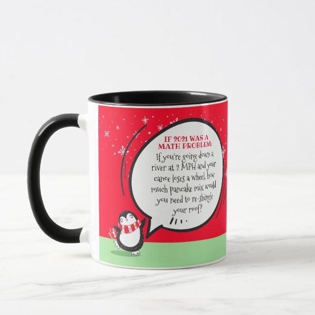 Mug Mignonne Penguin Drôle Nouvel An Math Problème Cit (Gauche)