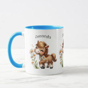 Mug Mignonne Pony Mange Manger Des Marguerites