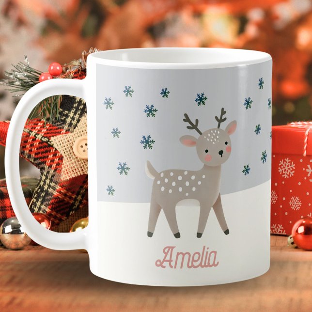 Mug Mignonne Rindeer Flammes de neige Nom du dessin No (Créateur téléchargé)