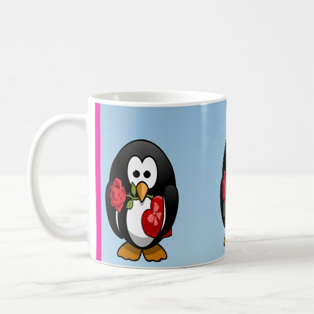 Mug Mignonne Saint Valentin Pingouin Drôle Drôle Carto (Gauche)
