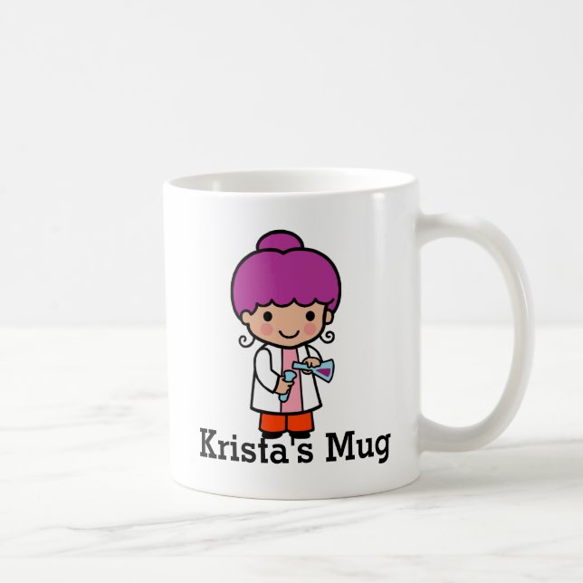 Mug Mignonne scientifique / Fille chimiste avec flacon (Droite)