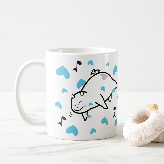 Mug Mignonne Shy Devil dans Happy Hearts Sky (Avec donut)