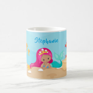 Mug Mignonne sirène fille personnalisée sous la mer