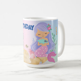 Mug Mignonne sirène pastel colorée Arc-en-ciel Anniver