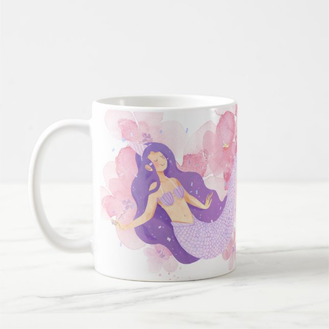 Mug Mignonne sirène rose sous la mer pour les petites  (Gauche)