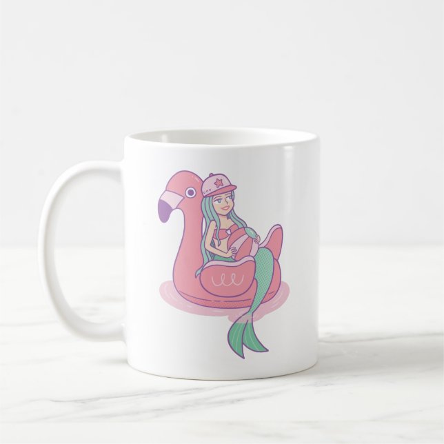 Mug Mignonne sirène sur le flotteur de la piscine de F (Gauche)