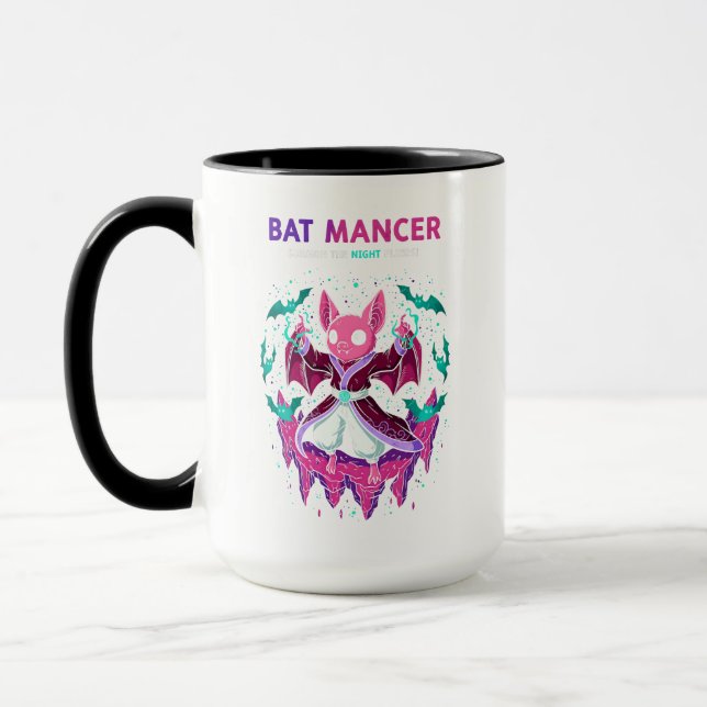 Mug Mignonne sorcière de chauve-souris rose invoquant  (Gauche)
