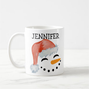Mug Mignonne Souriant Whimsical Snowman Visage Santa N