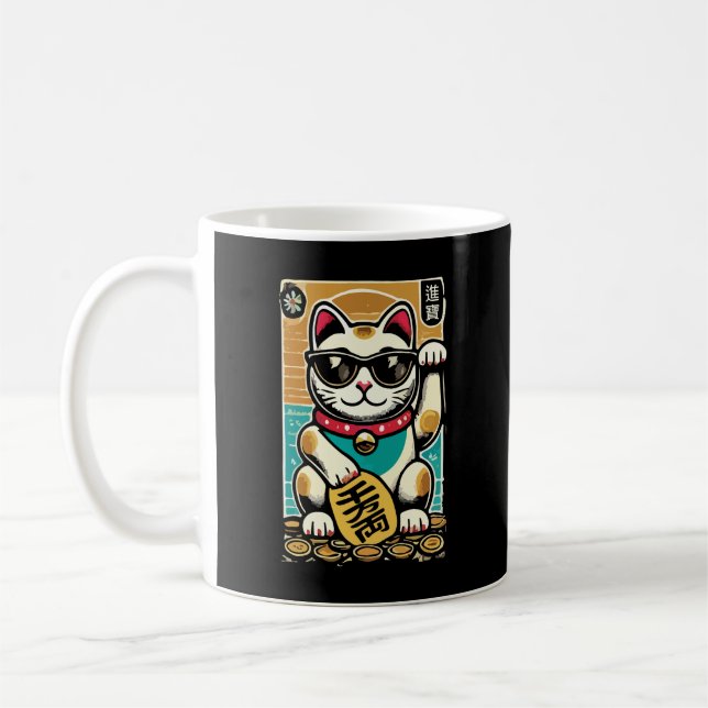 Mug Mignonne Vintage Maneki Neko Lucky Chat, Succès Ar (Gauche)