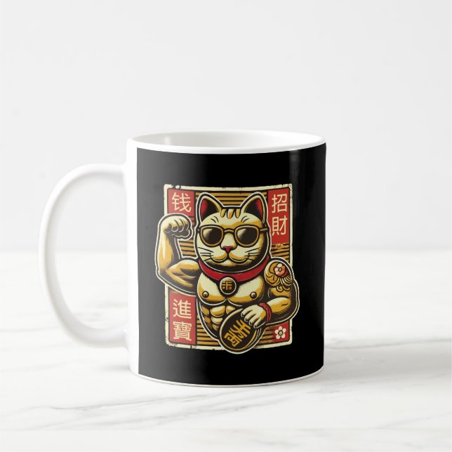 Mug Mignonne Vintage Maneki Neko Lucky Chat, Succès Ar (Gauche)