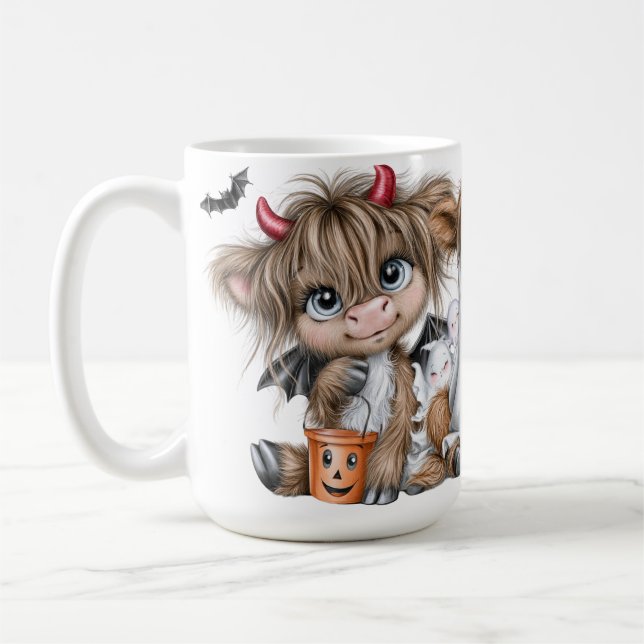 MUG MIGNONS ADORABLES VACHES HIGHLAND D'HALLOWEEN (Gauche)