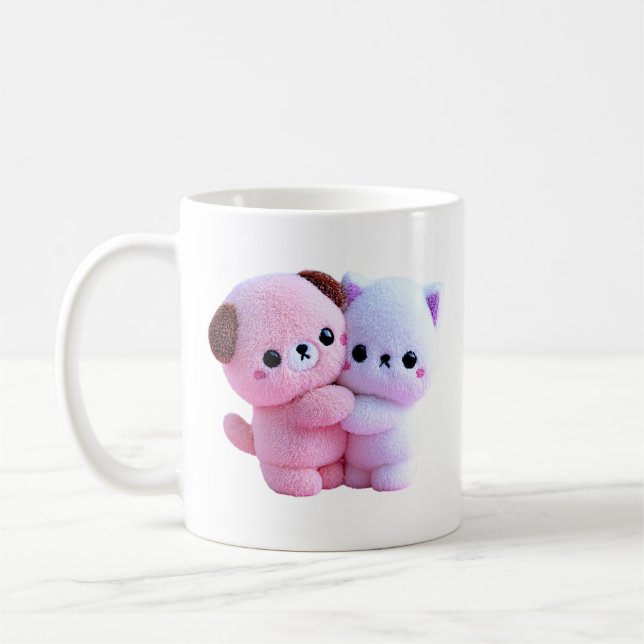 Mug Mignons chiots et chatons en peluche amis (Gauche)