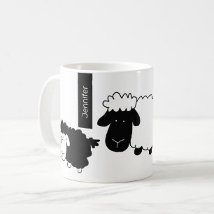 Mug Mignons Feuilles Illustration Noir Et Blanc