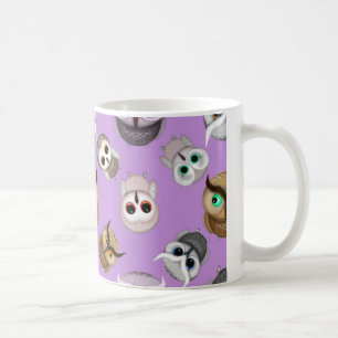 Mug Mignons hiboux sur fond violet