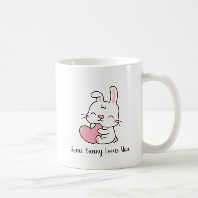 Mug Mignons Lapins Blancs, Un Gros Lapin T'Aime Pâter (Droite)