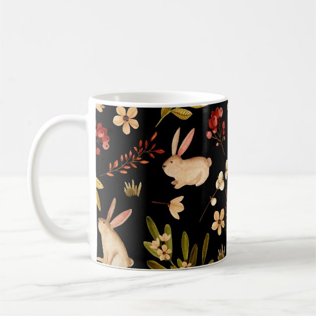 Mug Mignons lapins : Motif à main aquarelle (Gauche)