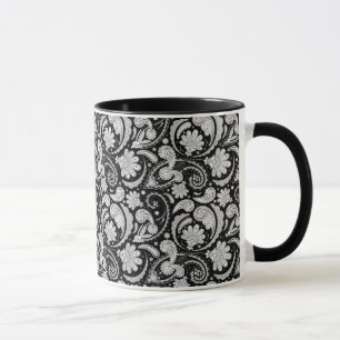 Mug Mignons motifs cachemire noir et blanc vintage