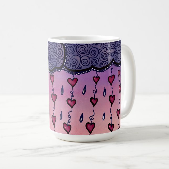 Mug Mignons nuages et coeurs art (Devant droit)