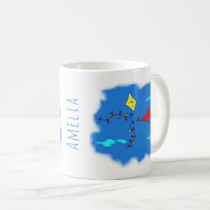 Mug Mignons rouges jaunes Kites Sky Kids Nom
