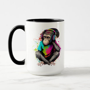 Mug Mignons Singe Écouter Musique, Musique Singe Obséd