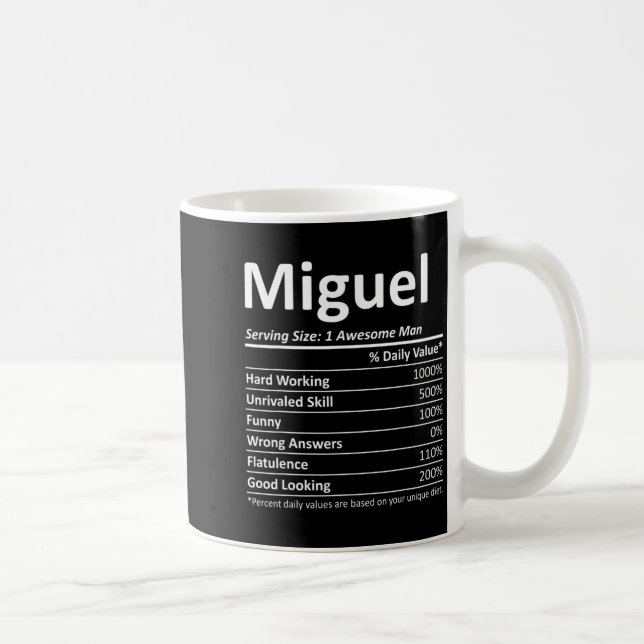 Mug Miguel Nutrition Funny Birthday D Name  (Droite)