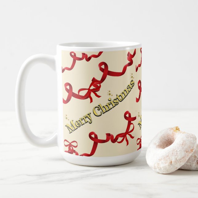 Mug Mikitiez ruban gothmas rouge blanc canne de bonbon (Avec donut)