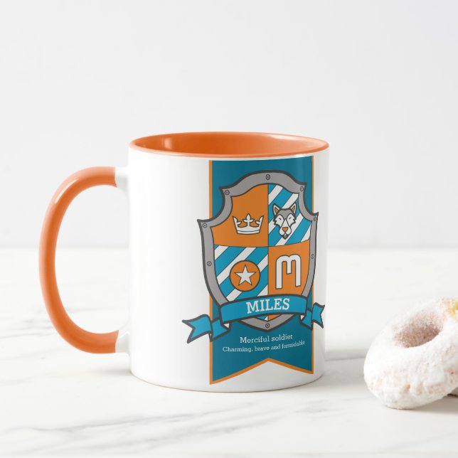 Mug Miles lettre M emblème orange signification nom ch (Avec donut)
