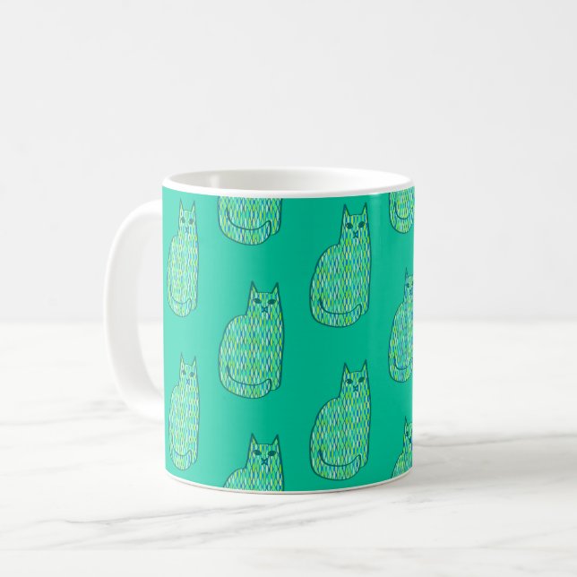 Mug Milieu du siècle moderne Chat, Mint et Lime Vert (Devant gauche)