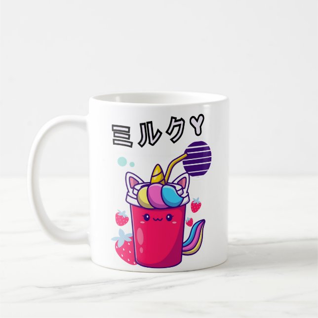 Mug milkshake à la fraise kawaii (Gauche)