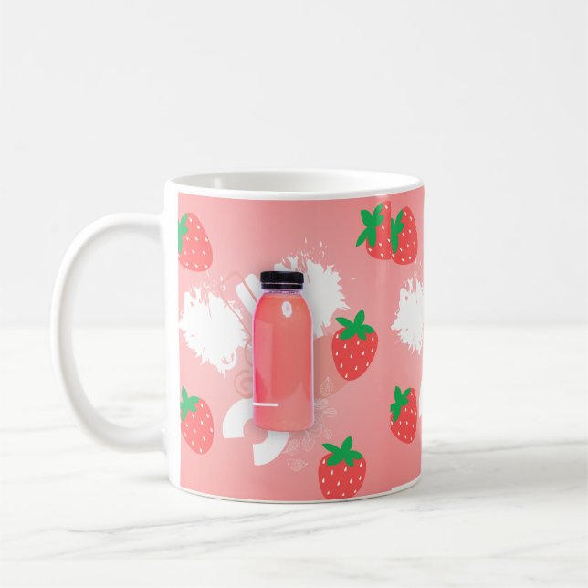 Mug milkshake à la fraise kawaii (Gauche)