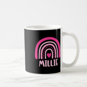 Mug Millie Nom Coeur mignon arc-en-ciel personnalisé