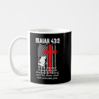 Mug Mince ligne rouge pompier Croix Bible Verse Amériq