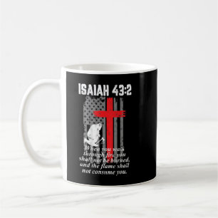 Mug Mince ligne rouge pompier Croix Bible Verse Amériq