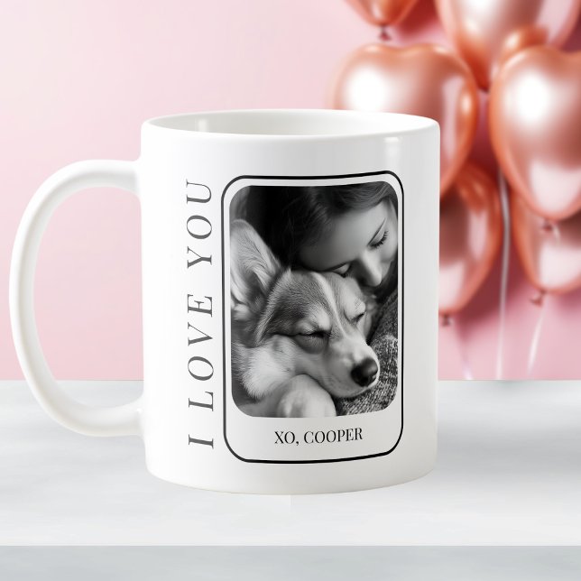 Mug Mini Chien Maman Photo XO Saint Valentin Animal de (Minimalist Dog Mom Photo XO Valentine's Day Pet Coffee Mug)