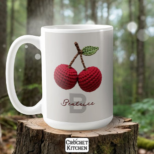 Mug Mini-Crochet rouge cerise Nom du monogramme