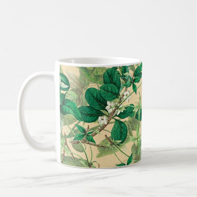 Mug Mini fleurs blanches avec motif feuille (Gauche)