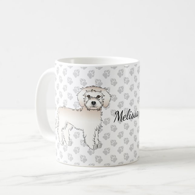 Mug Mini Goldendoodle de dessin animé couleur crème &  (Devant gauche)