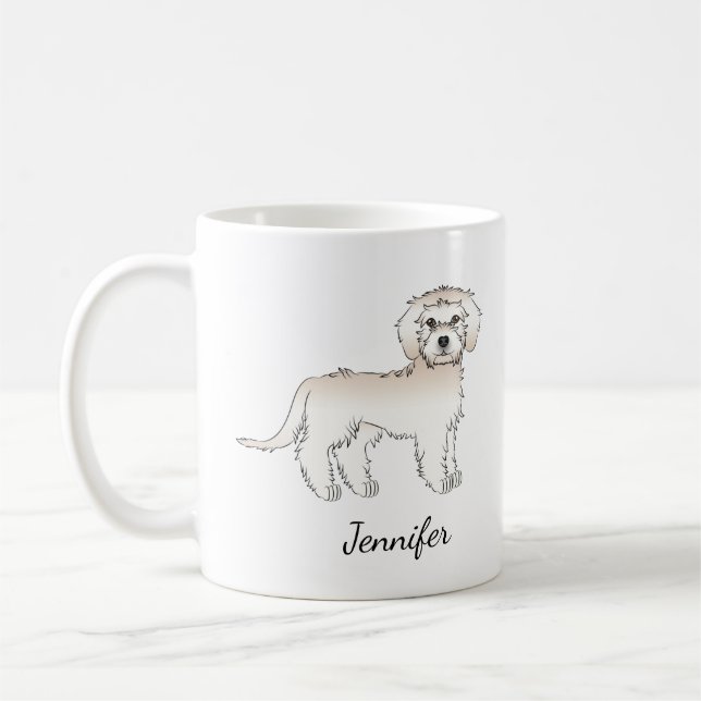 Mug Mini Goldendoodle de dessin animé couleur crème &  (Gauche)