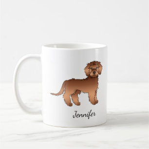 Mug Mini Goldendoodle roux dessin animé de chien & nom