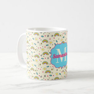 Mug Mini Jeté Arc-en-ciel sur Monogramme de Motif Rétr