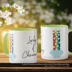 Mug Mini minimaliste à 4 feuilles avec arc-en-ciel Luc