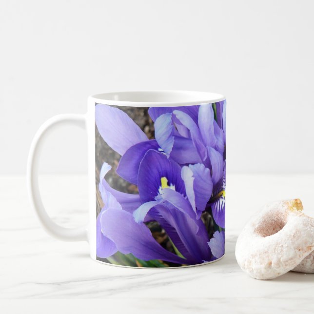 Mug Miniature Bleu Irises Printemps Floral (Avec donut)