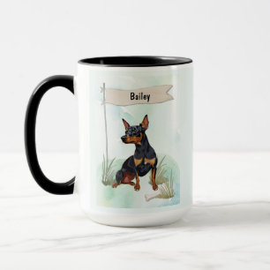 Mug Miniature Pinscher Aquarelle Chien Personnalisé