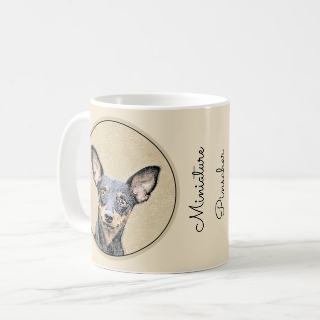 Mug Miniature Pinscher Peinture mignonne Chien Art ori (Devant gauche)