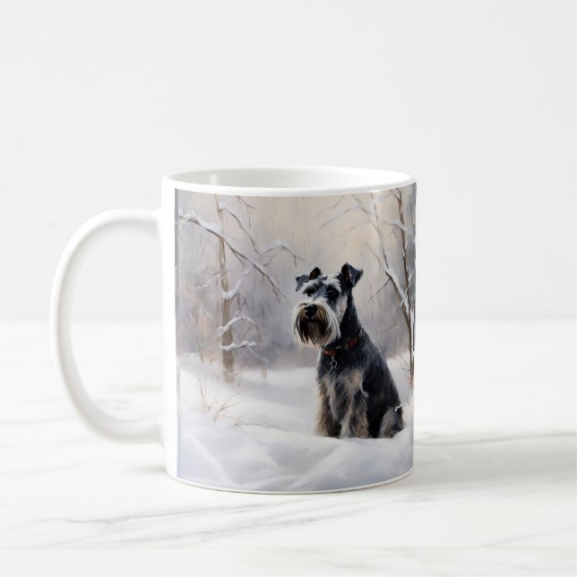 Mug Miniature Schnauzer Qu'il neige Noël (Gauche)