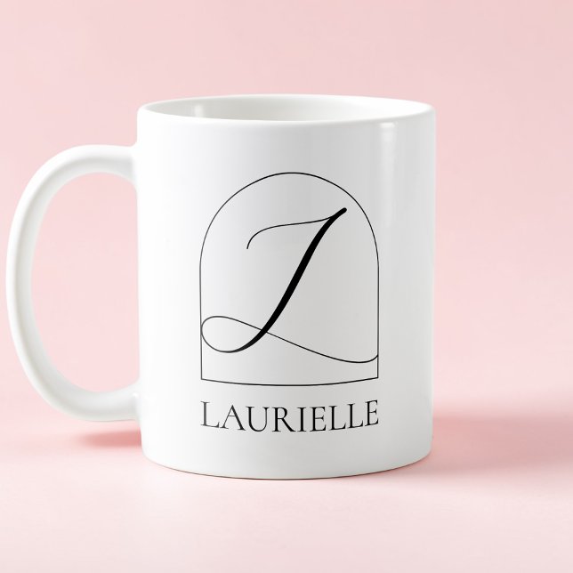 Mug Minimal Arch Black Script Initial L Name Monogram (Minimal Arch Black Script Initial L Name Monogram Coffee Mug)