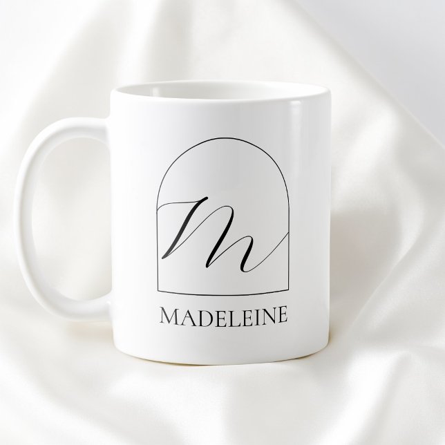 Mug Minimal Arch Black Script Initial M Name Monogram (Minimal Arch Black Script Initial M Name Monogram Coffee Mug)