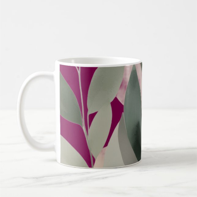 Mug Minimal Botanical Leaf Pattern (Gauche)
