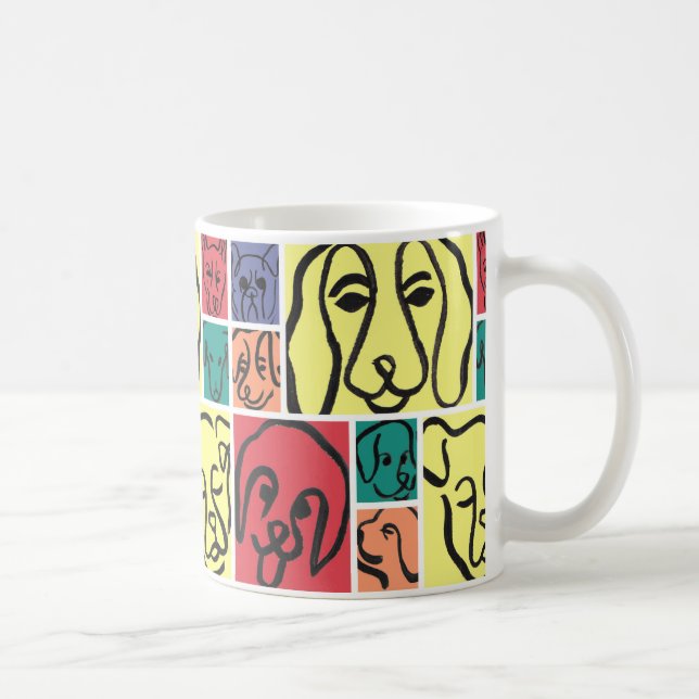 Mug Minimal Dogs Line Art Collage (Droite)
